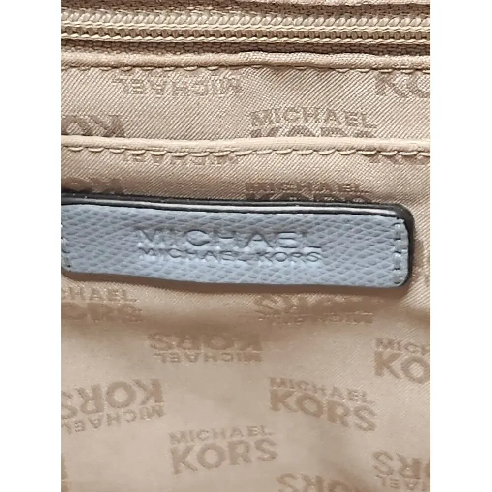 Michael Kors Light Blue Leather Tote with Gold Plaque - Picture 5 of 15